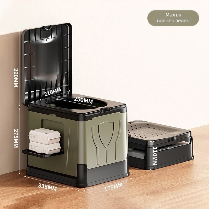 Сгъваема тоалетна за кола, преносима, самоуправляваща се, къмпинг, външна, мобилна тоалетна за аварийно втвърдяване