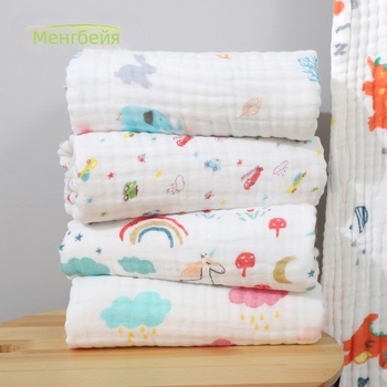 Търговия на едро на детска градина, детска кърпа за баня с покритие от марля, детско одеяло с покритие от бебешка анимационна чанта