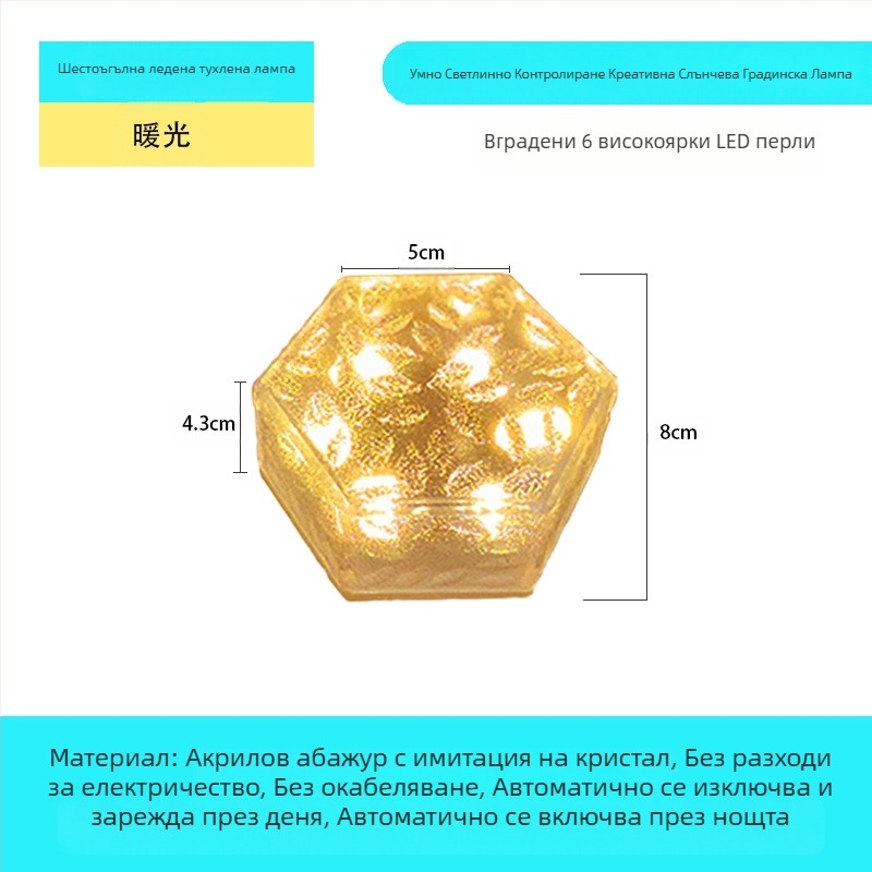 Соларна LED лампа с ледени плочки, имитация на стъкло, външна лампа с подови плочки за двор, градински пейзаж, декоративна подземна лампа, къмпинг лампа