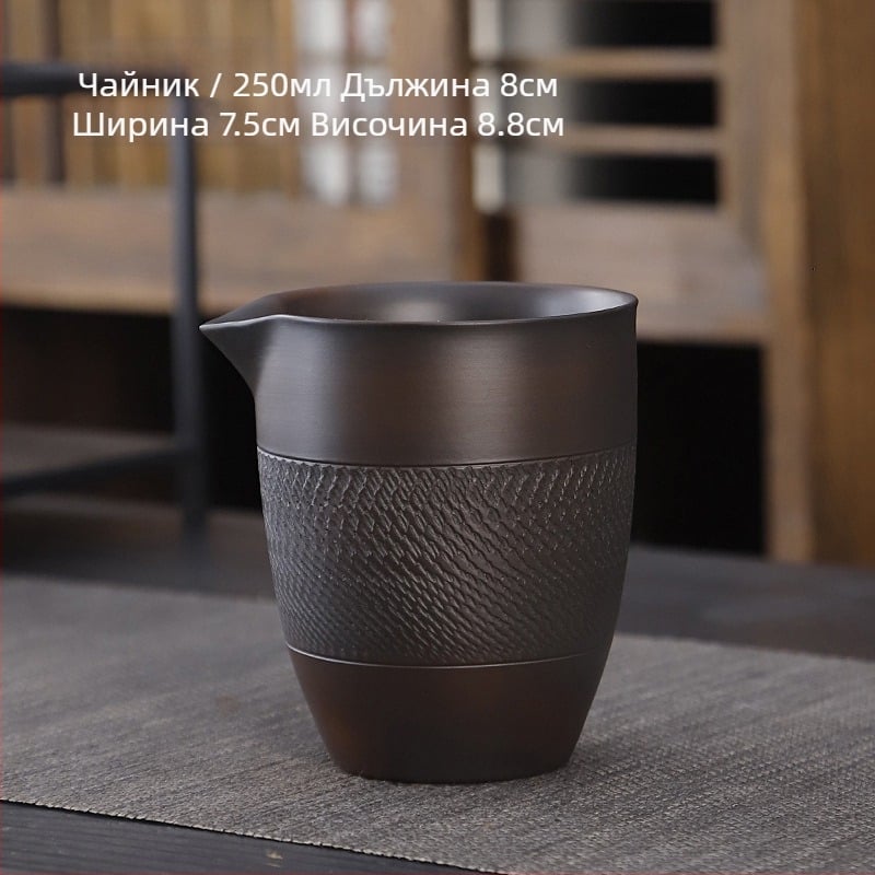 Лилав керамичен комплект за кунг-фу чай, костюм, ретро домакински прост капак за чайник, купа, аксесоари за комплект за чай, висок цвят, стойност, ръчен подарък