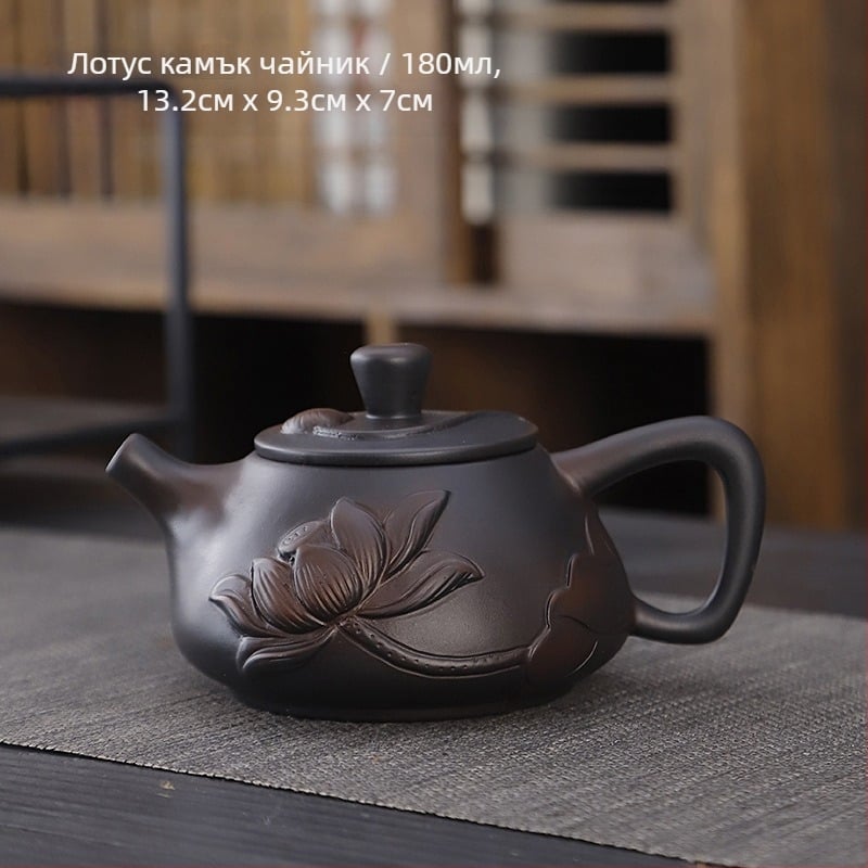 Лилав керамичен комплект за кунг-фу чай, костюм, ретро домакински прост капак за чайник, купа, аксесоари за комплект за чай, висок цвят, стойност, ръчен подарък