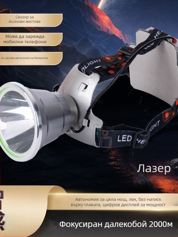 Трансграничен зелен горски челник Herman със силна светлина, супер ярък LED прожектор с вграден LED лазерен прожектор с голям обсег A1103