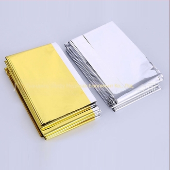 160*210 Златно одеяло за първа помощ, термо одеяло за първа помощ на открито, PET одеяло за спешни случаи, златисто и сребристо, двуцветно, на склад