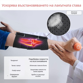 Спортна ортеза за лакът със стоманена пластина, регулируема компресионна лента за ръка за възстановяване след навяхване и защита от удар