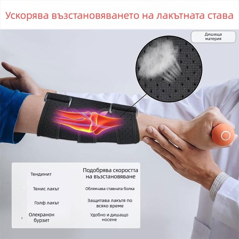 Спортна ортеза за лакът със стоманена пластина, регулируема компресионна лента за ръка за възстановяване след навяхване и защита от удар