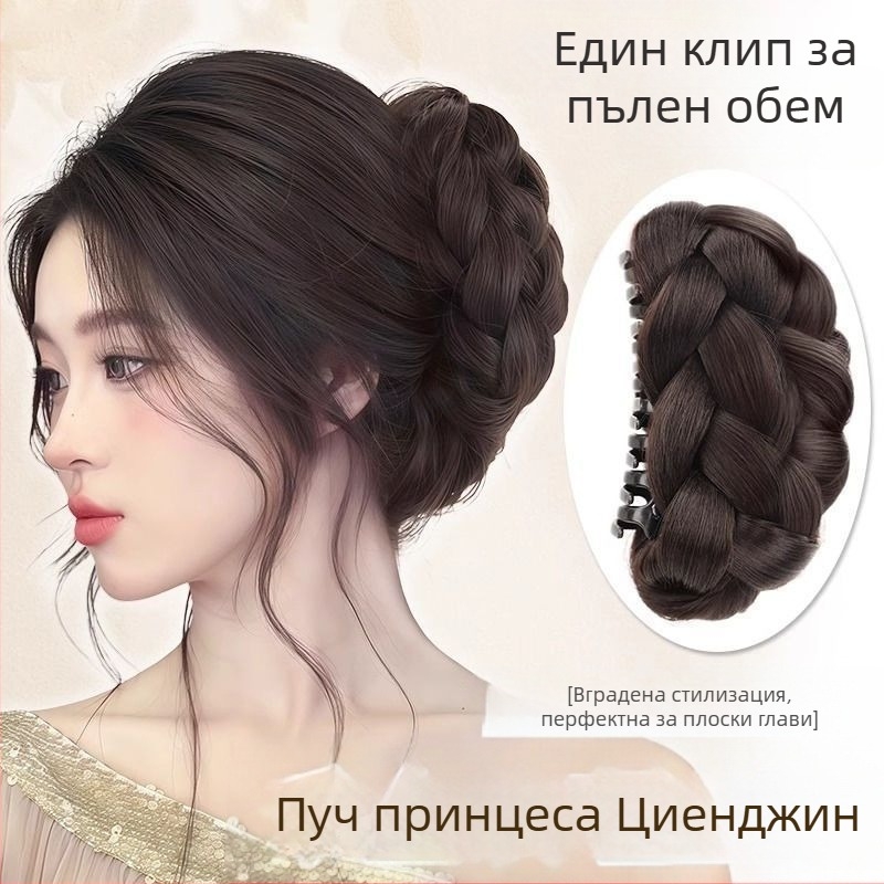 Усукана топка за перука за жени с изкуствена коса, щипка за хващане Gui Qi, цветна пъпка, пухкава коса, артефакт, чанта за перука отзад