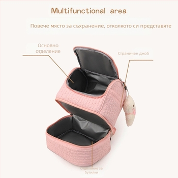 Чанта за майка с двойно рамо, модна, с голям капацитет, за майка и бебе, термос за бебешко шише, многослойна чанта за съхранение на бебешки консумативи
