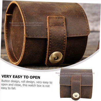 Чанта за съхранение на часовници от естествена кожа за пътуване през граница, за отдих на открито, преносима, издръжлива и водоустойчива козметична чанта за един часовник