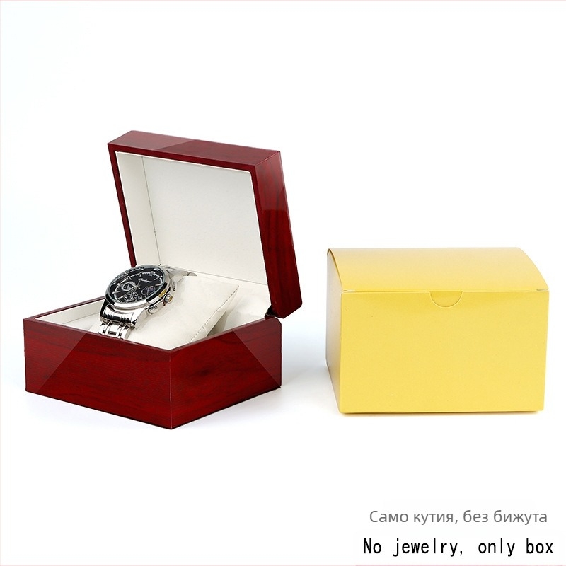 Изящна кутия за часовници, кутия за бижута, дървена кутия за часовници, кутия за бижута, лилаво-червена, висококачествена дървена кутия