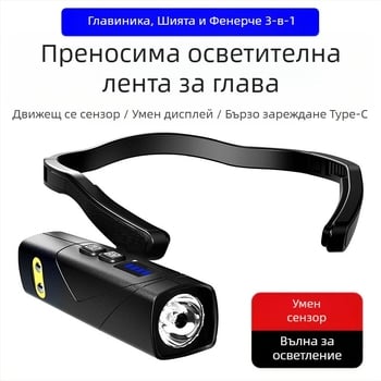 2025 Ултраярък силен сензор за светлина, фар за външен нощен риболов и планинарство, многофункционален, подвижен LED фенер за окачване на ухото