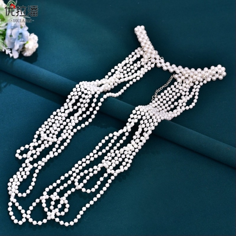 Yulapan SG62 Трансграничен перлен шал с пискюли, европейски и американски, секси рокля Cheongsam с верижка за гърди, аксесоари с облак през рамо