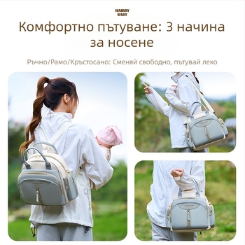 Многофункционална чанта за майки 2025 Нова раница с голям капацитет, която може да се носи през рамо, бебешка чанта за майки и бебета
