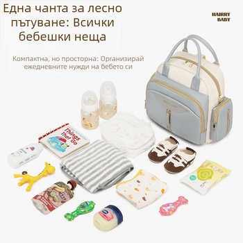 Многофункционална чанта за майки 2025 Нова раница с голям капацитет, която може да се носи през рамо, бебешка чанта за майки и бебета