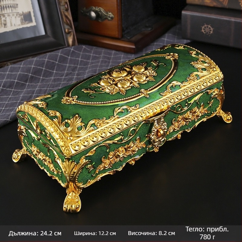 Европейски стил изящна кутия за бижута висок клас мебели винтидж кутия за съхранение класическа кутия за бижута креативна луксозна кутия за бижута