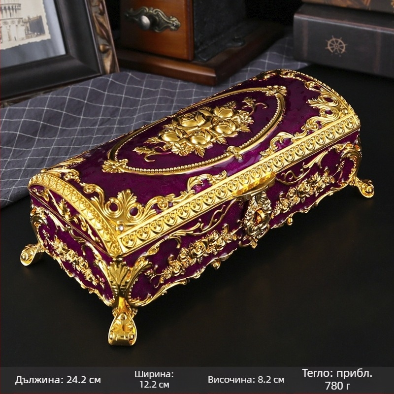 Европейски стил изящна кутия за бижута висок клас мебели винтидж кутия за съхранение класическа кутия за бижута креативна луксозна кутия за бижута