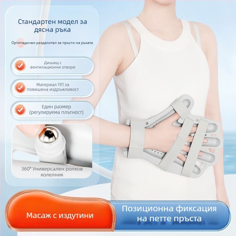 Медицинска ортеза за обучение на пръсти с разделяне на пръсти, инсулт, хемиплегия, рехабилитационна поддръжка за пръсти с фиксиран протектор за рехабилитация на едро