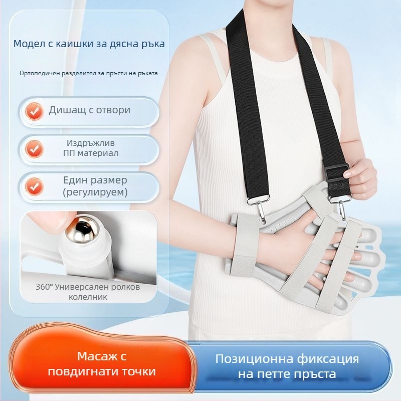 Медицинска ортеза за обучение на пръсти с разделяне на пръсти, инсулт, хемиплегия, рехабилитационна поддръжка за пръсти с фиксиран протектор за рехабилитация на едро