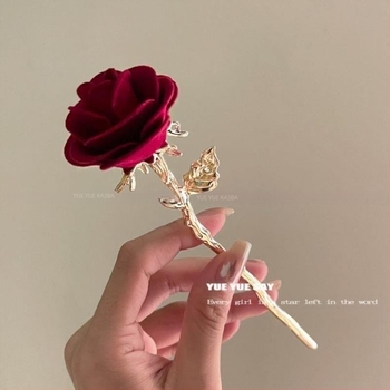 Kill Rose Класически темперамент Китайски стил Флокиращо цвете Метална фиба за коса Ретро Cheongsam Фиба за коса Шапка