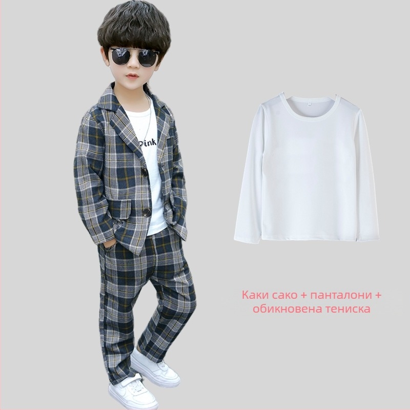 Детски костюм, костюм за момче с цветен мотив, рокля за водещ на пиано, красив британски костюм за момчета