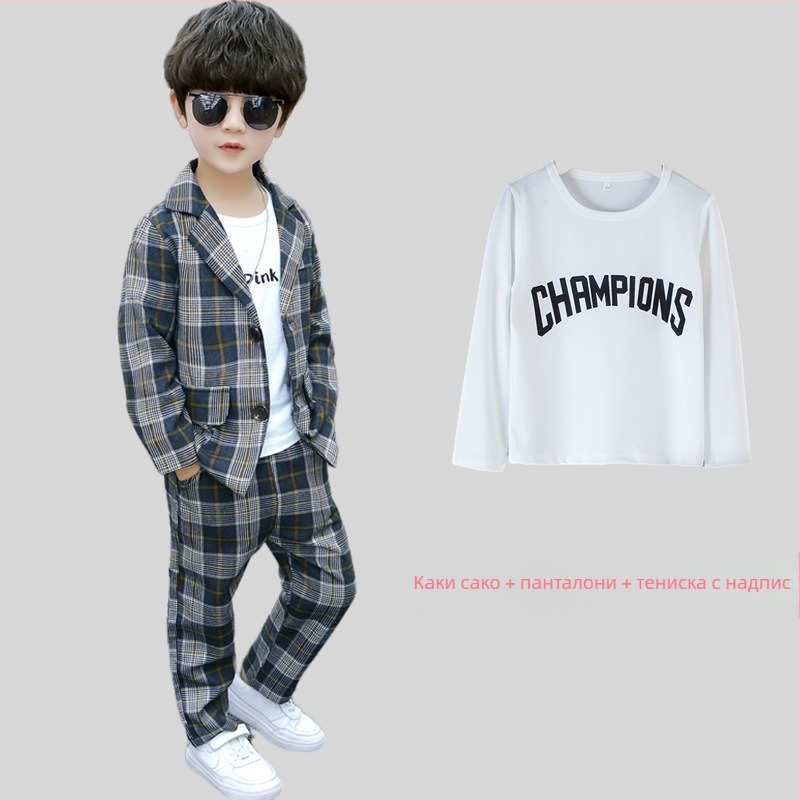 Детски костюм, костюм за момче с цветен мотив, рокля за водещ на пиано, красив британски костюм за момчета