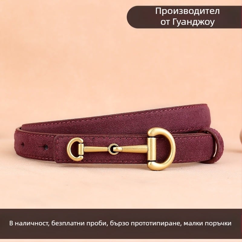 2024 нов кожен колан прост ежедневен кадифен тънък колан с катарама тип подкова Joker колан фабрика на склад