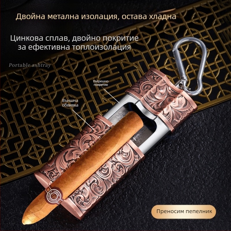 Трансграничен креативен преносим пепелник с метална катарама, преносим пепелник за кола, съхранение на пепелник за открито, пепелник за пури