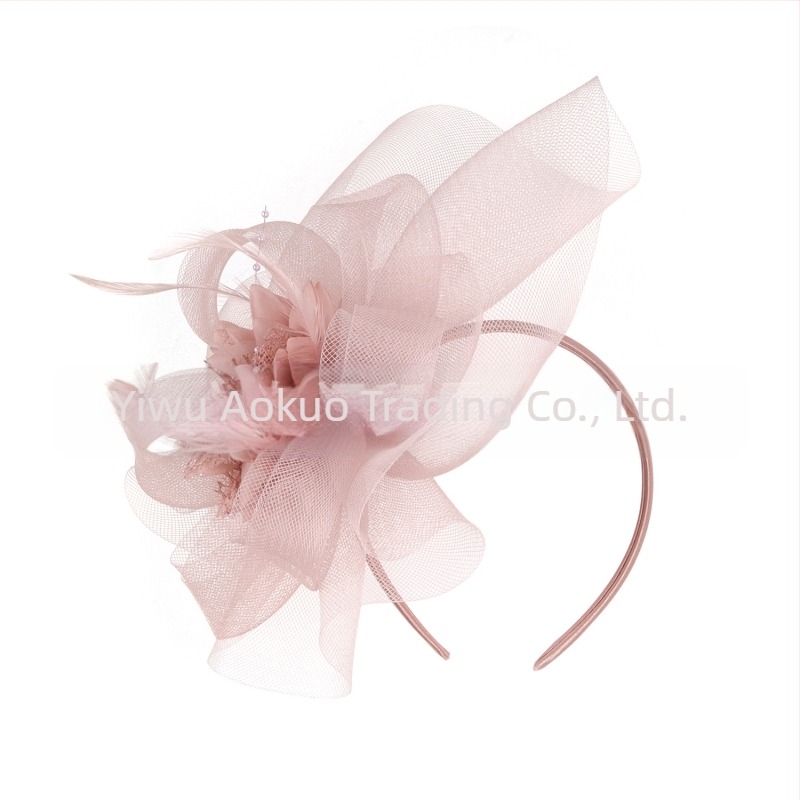 Европейски и американски празнични партита мрежеста перната прическа за булчински сватбени снимки винтидж аксесоари за коса фиба лента за коса с двойно предназначение прическа цвете