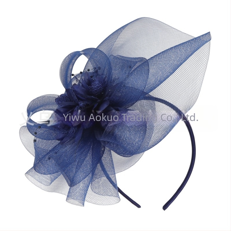 Европейски и американски празнични партита мрежеста перната прическа за булчински сватбени снимки винтидж аксесоари за коса фиба лента за коса с двойно предназначение прическа цвете