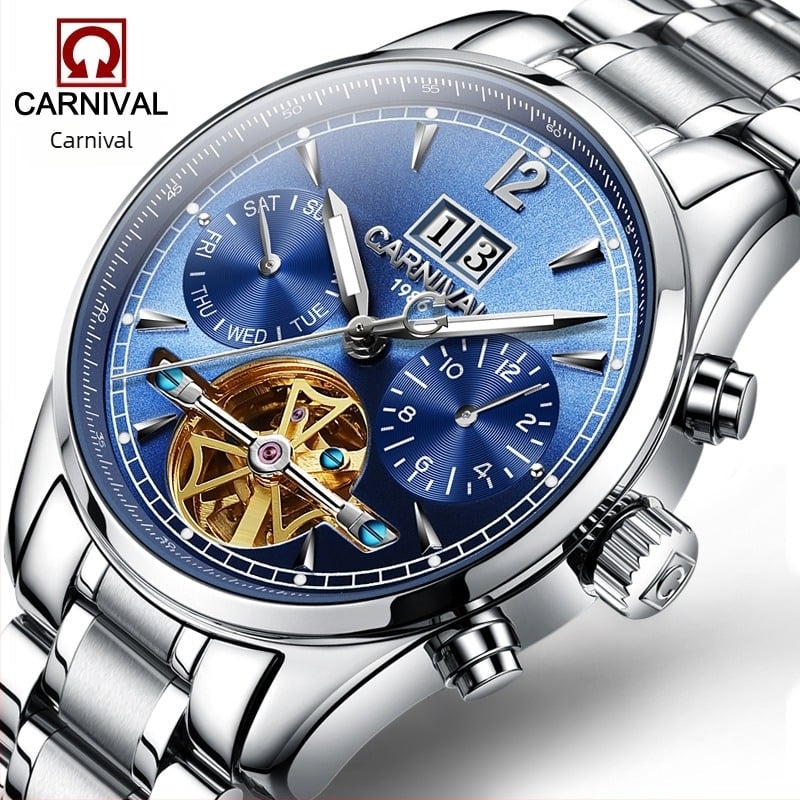 Мъжки автоматичен механичен часовник Carnival, водоустойчив, моден, бизнес, многофункционален часовник, поколение 8730