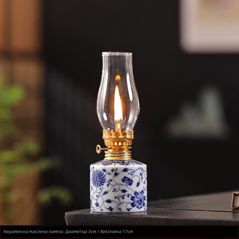 Керамична маслена лампа с цвят на лотус, синьо-бяла, винтидж, за кабинет, украса за чаена церемония, лампа за чайна стая, дропшипинг, за трансгранична употреба