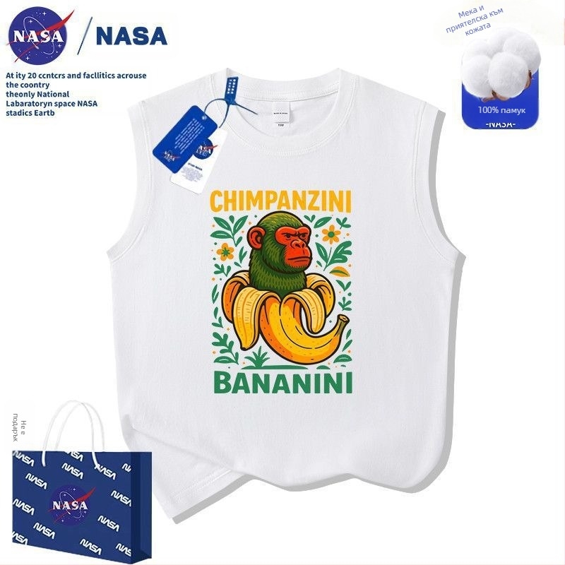 Детска абстрактна тениска Nasa с мотива на Сатурн Окс, планинско море, класическа, от чист памук, лято 2025, нова, размер M и L, детски дрешки