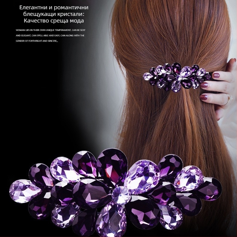 Фиби за коса, аксесоари за коса за възрастни, дамска коса, южнокорейска елегантна щипка за горна част, проста щипка за майка, шапка, декорация с кристали и пролетна фиба за коса