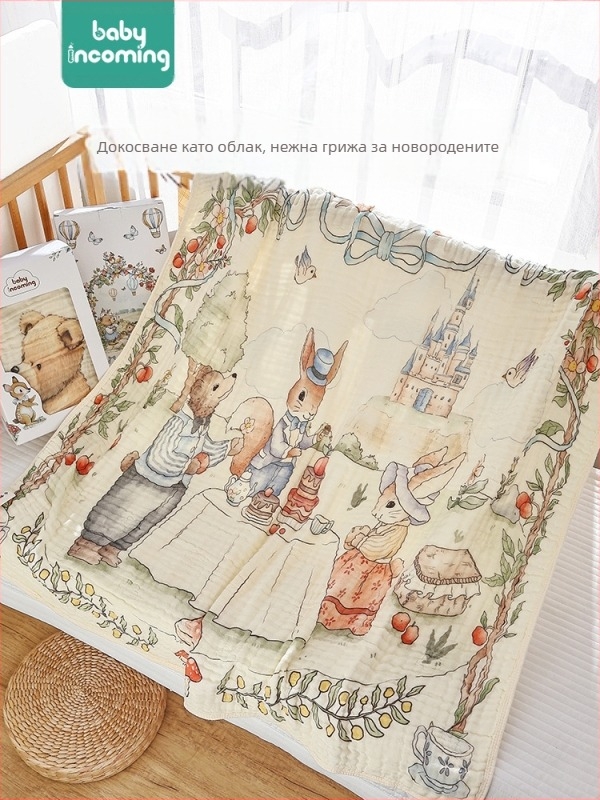 Бебешка кърпа за баня за новородено с шестслойна марля, бамбуково памучно одеяло, универсална, голям размер, абсорбираща, за четири сезона