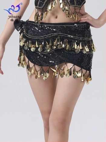 Джаз танци Шал с пайети на ханша с монета за коремни танци, танцови изпълнения, долнище с пискюли и верига за талия, шал за абитуриентски бал