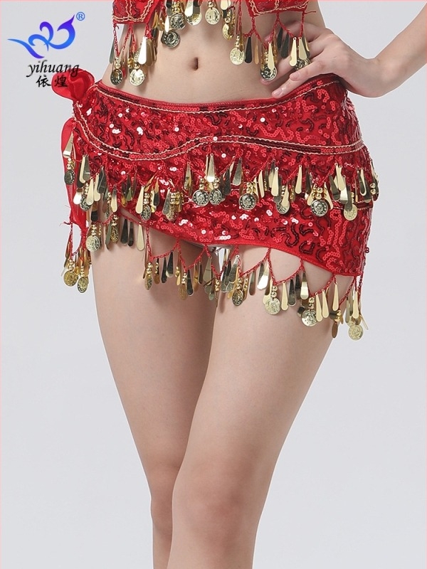 Джаз танци Шал с пайети на ханша с монета за коремни танци, танцови изпълнения, долнище с пискюли и верига за талия, шал за абитуриентски бал
