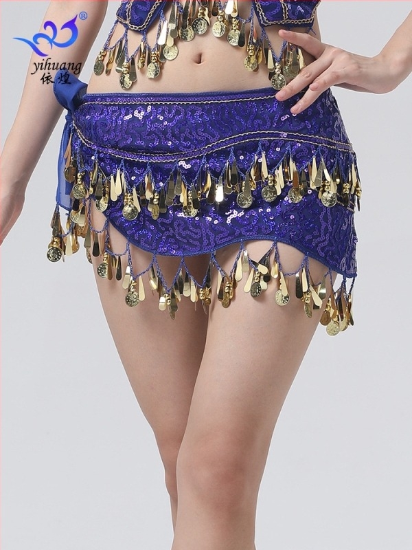 Джаз танци Шал с пайети на ханша с монета за коремни танци, танцови изпълнения, долнище с пискюли и верига за талия, шал за абитуриентски бал