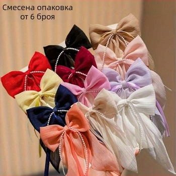 Нова фиба за коса Gipsophila с перлена диамантена панделка, дамска щипка за опашка, нова, с щипка за дрехи