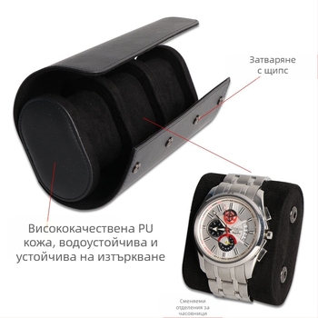 Висококачествена кутия за часовник от изкуствена кожа за единични/двойни/тройни часовници, кутия за съхранение на часовници, прахоустойчива защитна кожена кутия за механични часовници