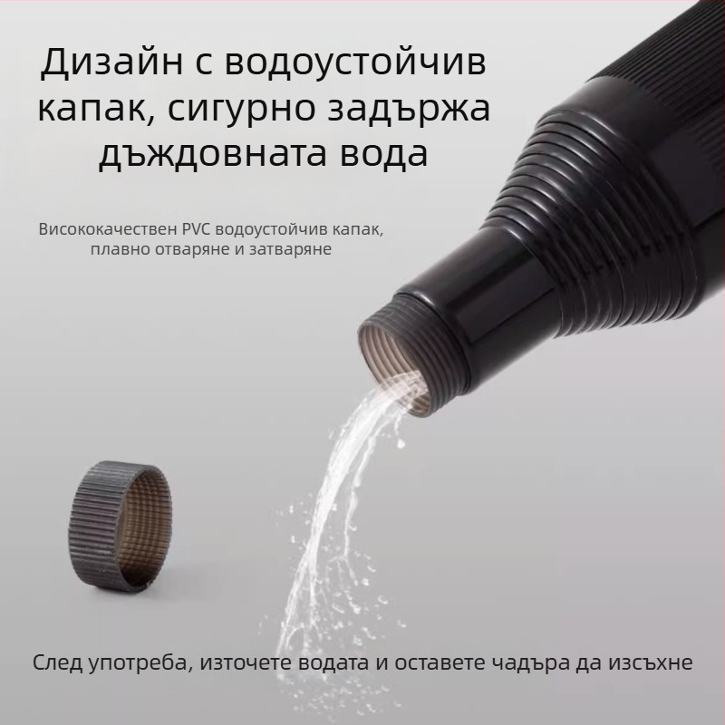 Голф чадър с дълга дръжка и водоустойчив капак, полуавтоматично отваряне и затваряне, автомобилен чадър с права дръжка, силен, устойчив на вятър, черен гумен слънцезащитен крем.