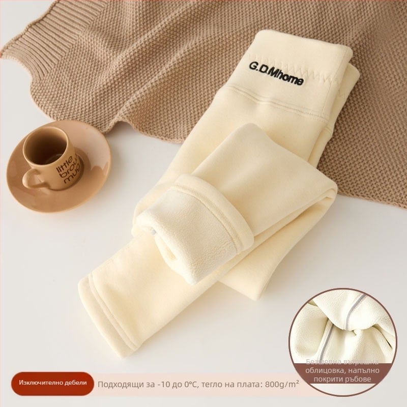 Детски клин с поларена подплата, удебелен, есенно-зимен, бял, външно облекло, еднокомпонентен, кадифен, топъл, зимен, черен, детски топли панталони