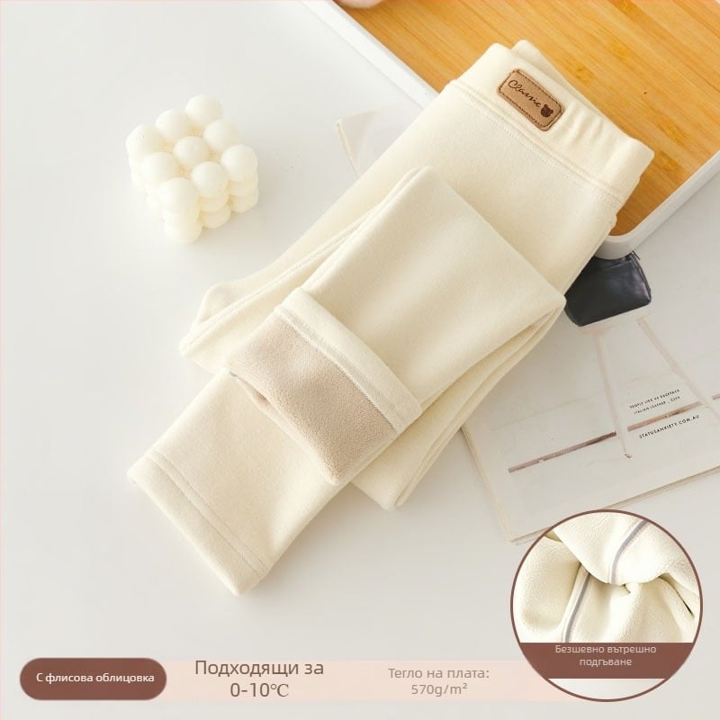 Детски клин с поларена подплата, удебелен, есенно-зимен, бял, външно облекло, еднокомпонентен, кадифен, топъл, зимен, черен, детски топли панталони