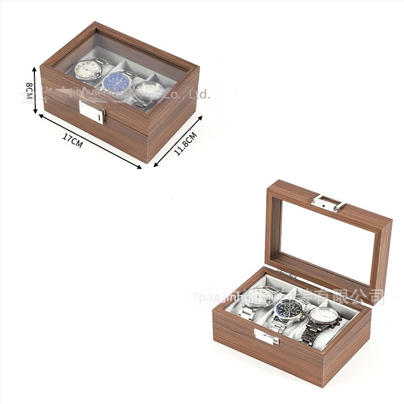 Кутия за съхранение на дървени часовници от черен орех, многофункционална кутия за колекция от часовници и бижута