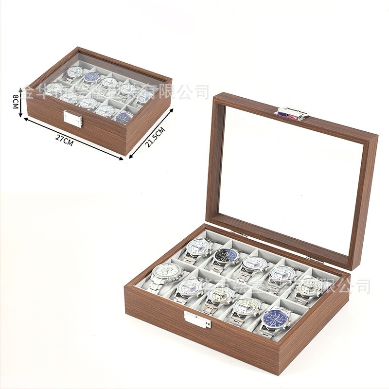 Кутия за съхранение на дървени часовници от черен орех, многофункционална кутия за колекция от часовници и бижута