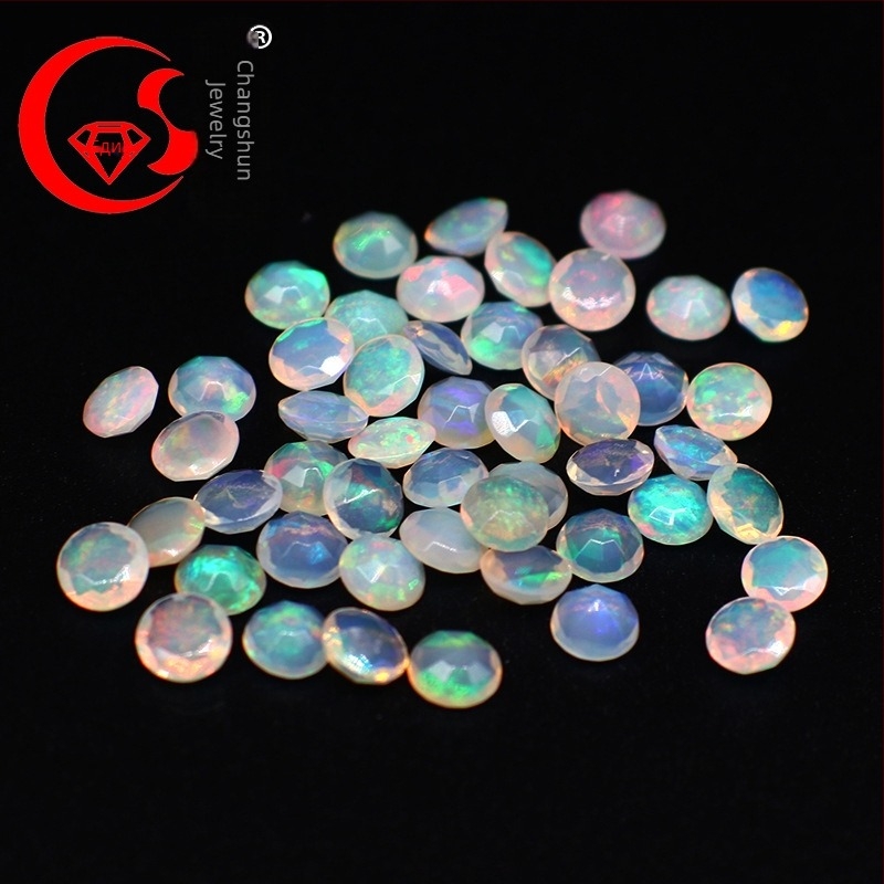 Търговия на едро с естествен австралийски опал, кръгъл, фасетиран опал/силен огнен цвят, пръстен с повърхност, насипен камък, 18K бижута, опал