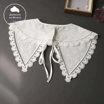 Есенно-зимна индивидуално опакована топла водоразтворима точкова яка за възрастни в чист цвят, бяла, с кристали, фалшива яка