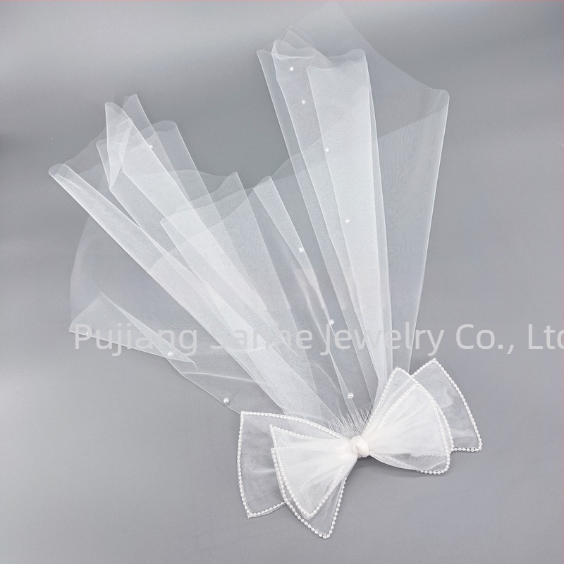 Булчински френски ретро малък воал, трансграничен, горещо продаван, супер фея, регистрация за сватбена снимка, голяма панделка, перлена шапка