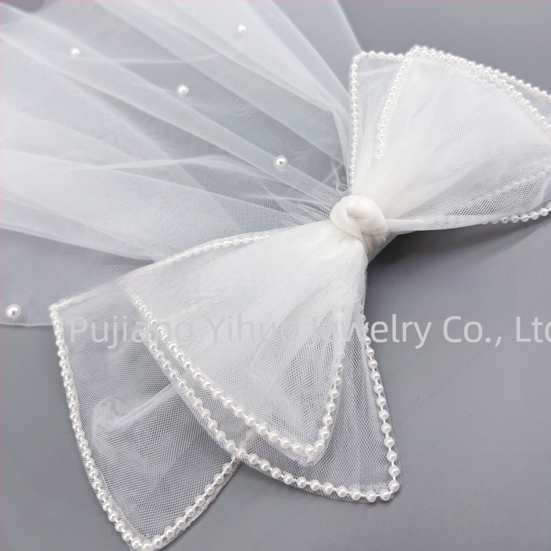 Булчински френски ретро малък воал, трансграничен, горещо продаван, супер фея, регистрация за сватбена снимка, голяма панделка, перлена шапка