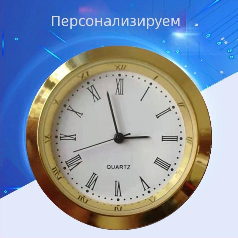 Кварцов часовник, кристален занаятчийски часовник, кръгъл Char, сребърен корпус, римски буквален Char, глава на часовник, черен щифт
