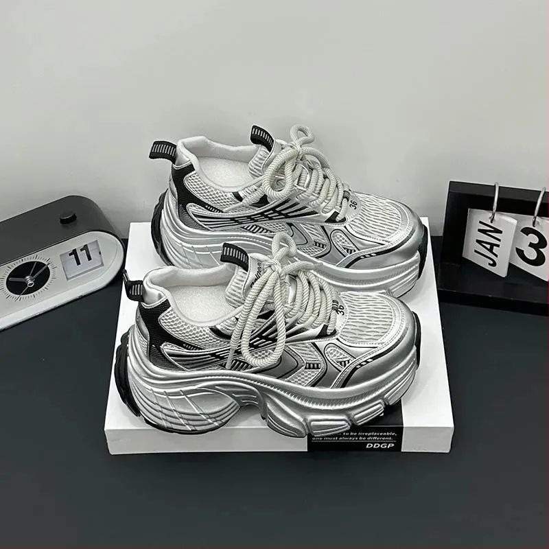 Torre Shoes Дамски малки ежедневни маратонки 2025, пролетни и летни дишащи мрежести обувки с дебело подметка, супер огнеупорни