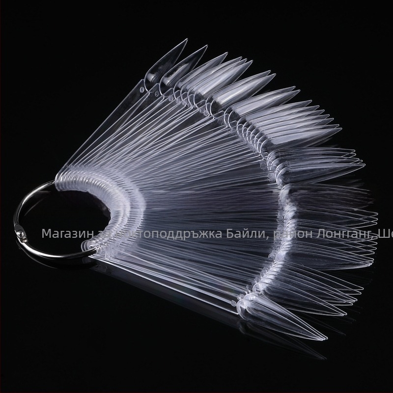 Инструменти за маникюр, ветрилообразна цветна карта, 50 броя, ветрилообразна заострена цветна карта с форма на нокти, прозрачна цветна карта, маникюр, ексклузивен през граница